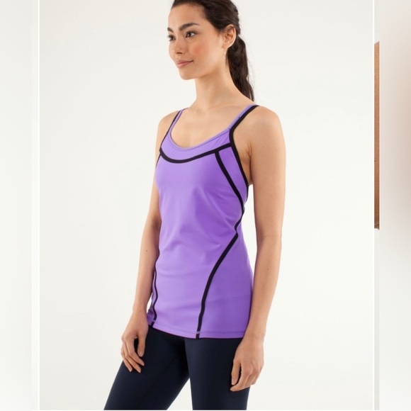 LULULEMON purple black trim ignite tank top Sz 6 - Picture 2 of 10